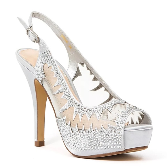 Lady Couture Silver Platform Heels - Picture 1 of 6